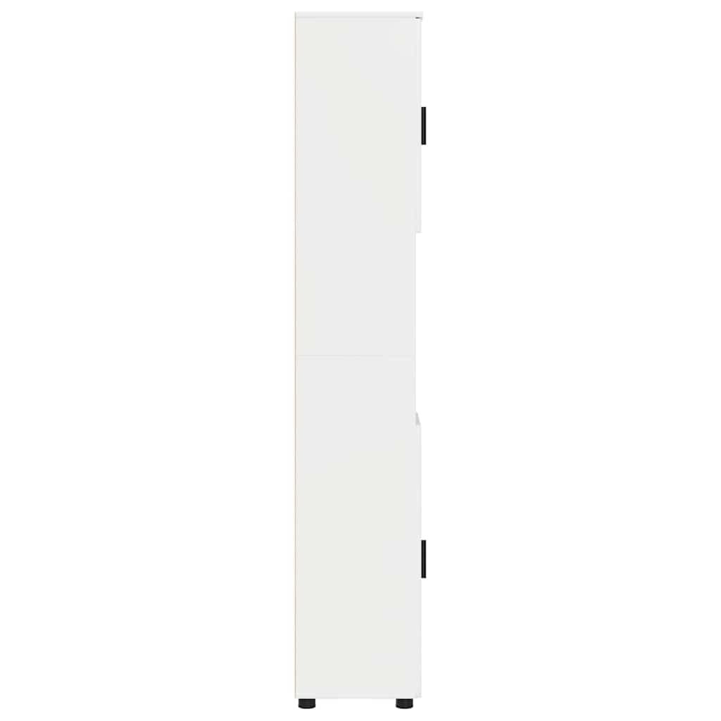 Badezimmerschrank mit Speicher Hochglanz Weiß 30 x 35 x 192 cm