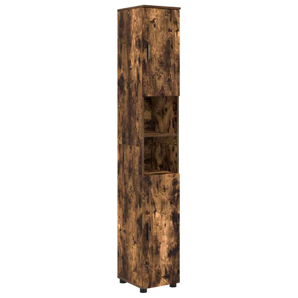 Badezimmerschrank mit Tür Geräucherte Eiche 30 x 35 x 192 cm