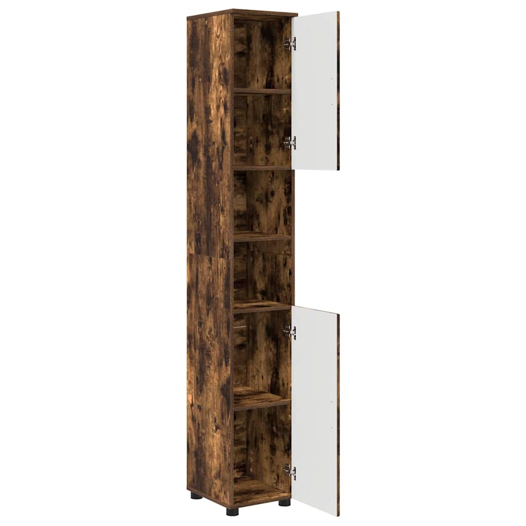 Badezimmerschrank mit Tür Geräucherte Eiche 30 x 35 x 192 cm