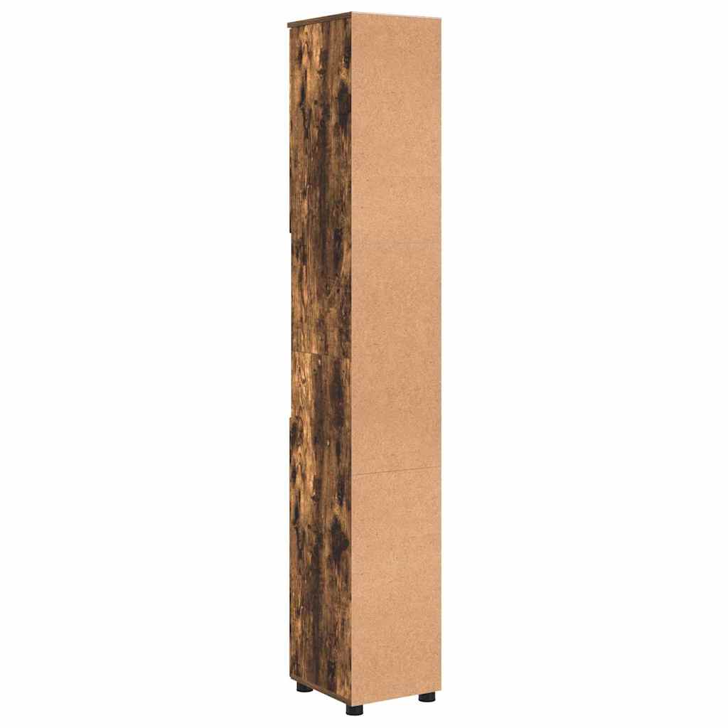 Badezimmerschrank mit Tür Geräucherte Eiche 30 x 35 x 192 cm