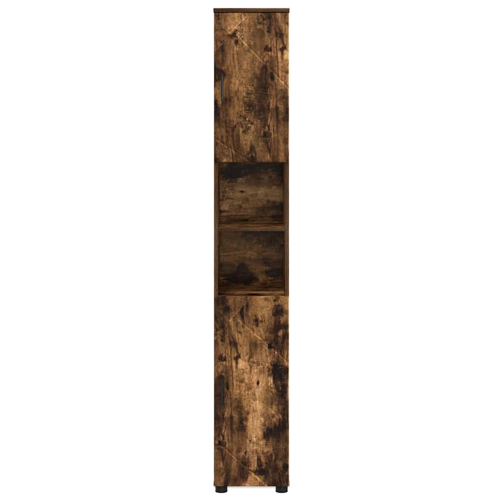 Badezimmerschrank mit Tür Geräucherte Eiche 30 x 35 x 192 cm