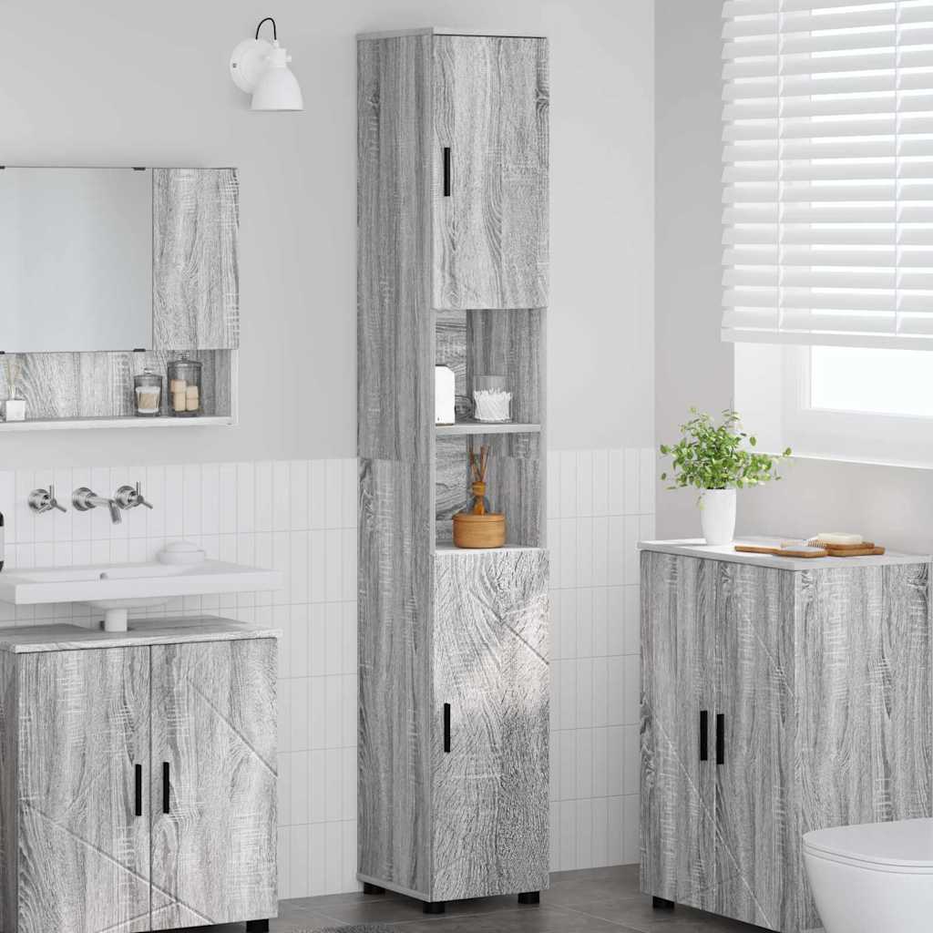 Badezimmerschrank mit Speicher Graues Sonoma 30 x 35 x 192 cm