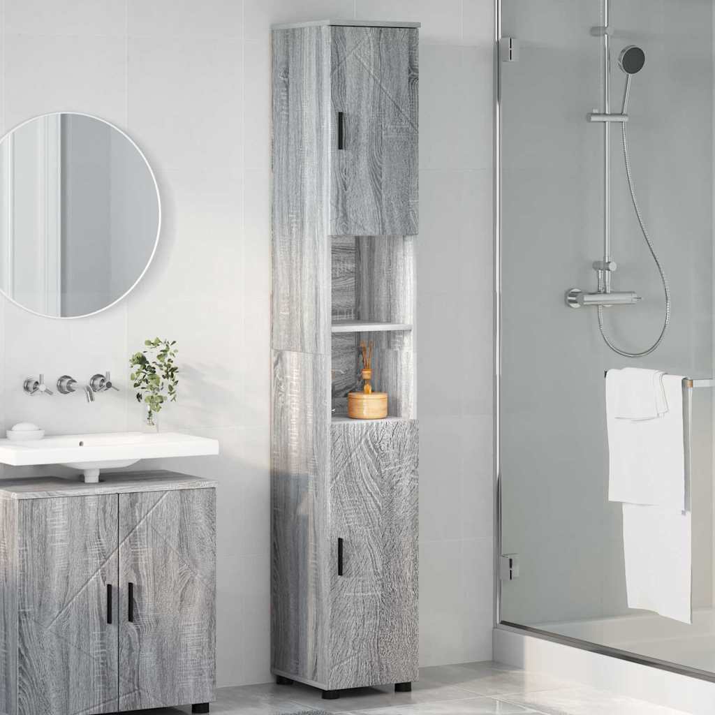 Badezimmerschrank mit Speicher Graues Sonoma 30 x 35 x 192 cm