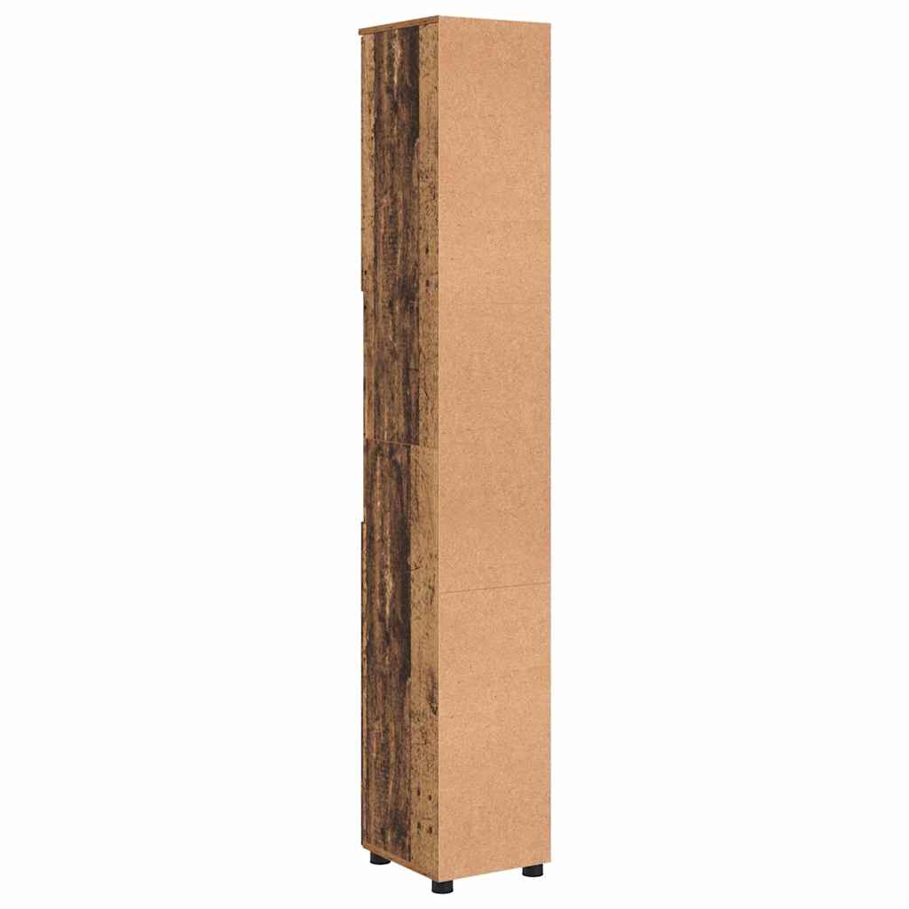 Badezimmerschrank mit Speicher mit Tür Altholz 30 x 35 x 192 cm