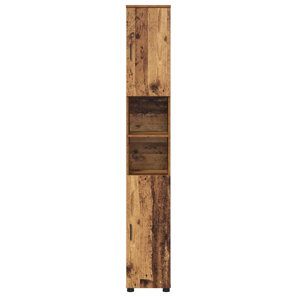 Badezimmerschrank mit Speicher mit Tür Altholz 30 x 35 x 192 cm