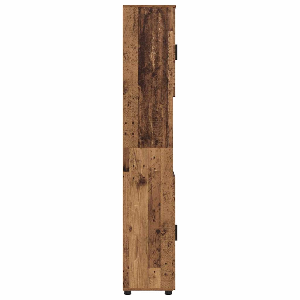 Badezimmerschrank mit Speicher mit Tür Altholz 30 x 35 x 192 cm