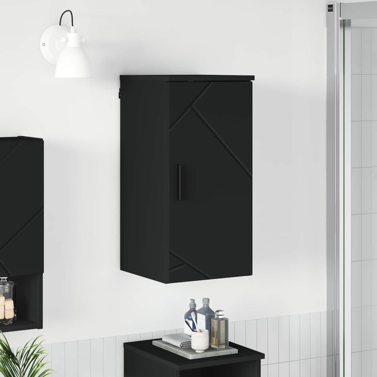 Badezimmerschrank Wandmontiert Schwarz 30 x 31,5 x 61 cm