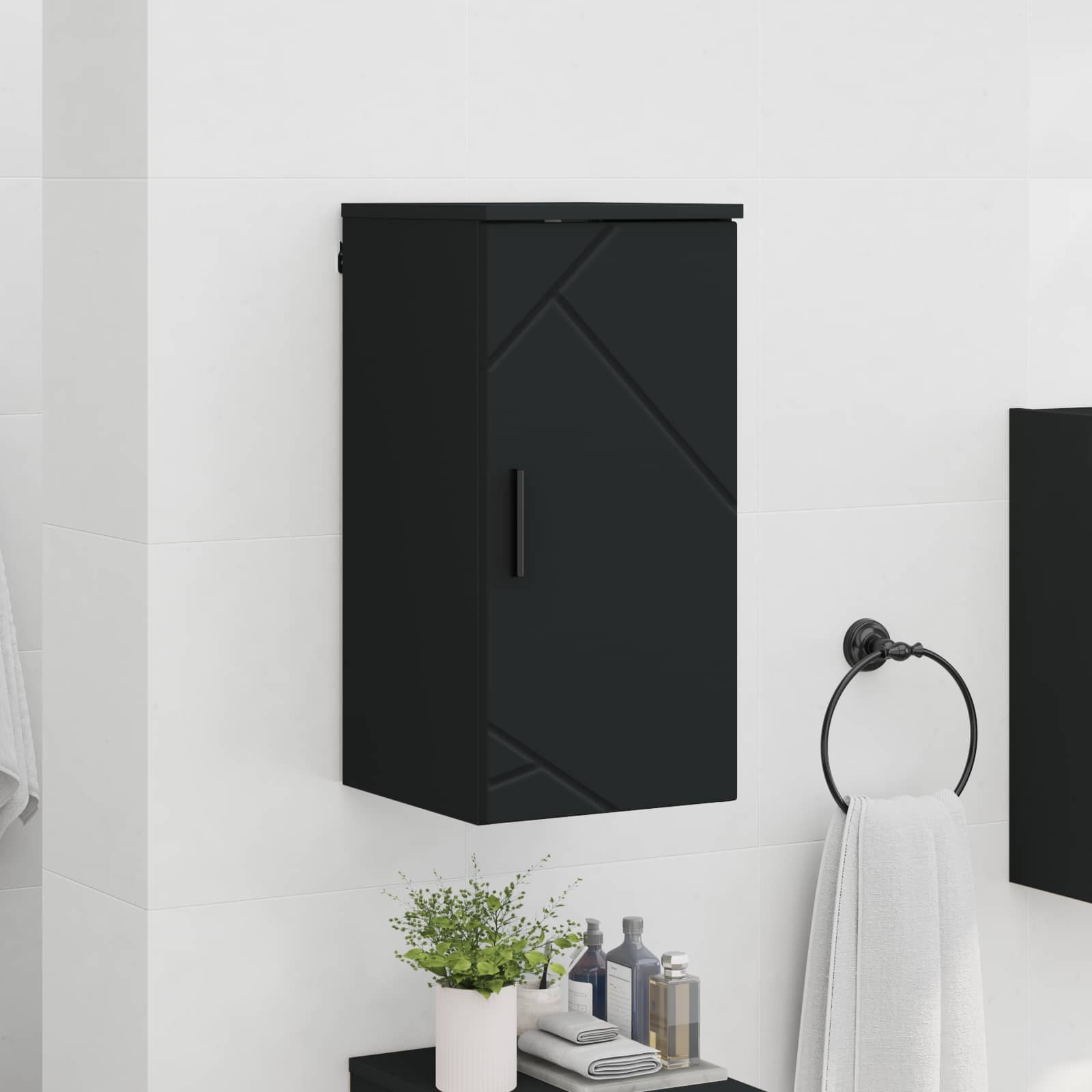 Badezimmerschrank Wandmontiert Schwarz 30 x 31,5 x 61 cm