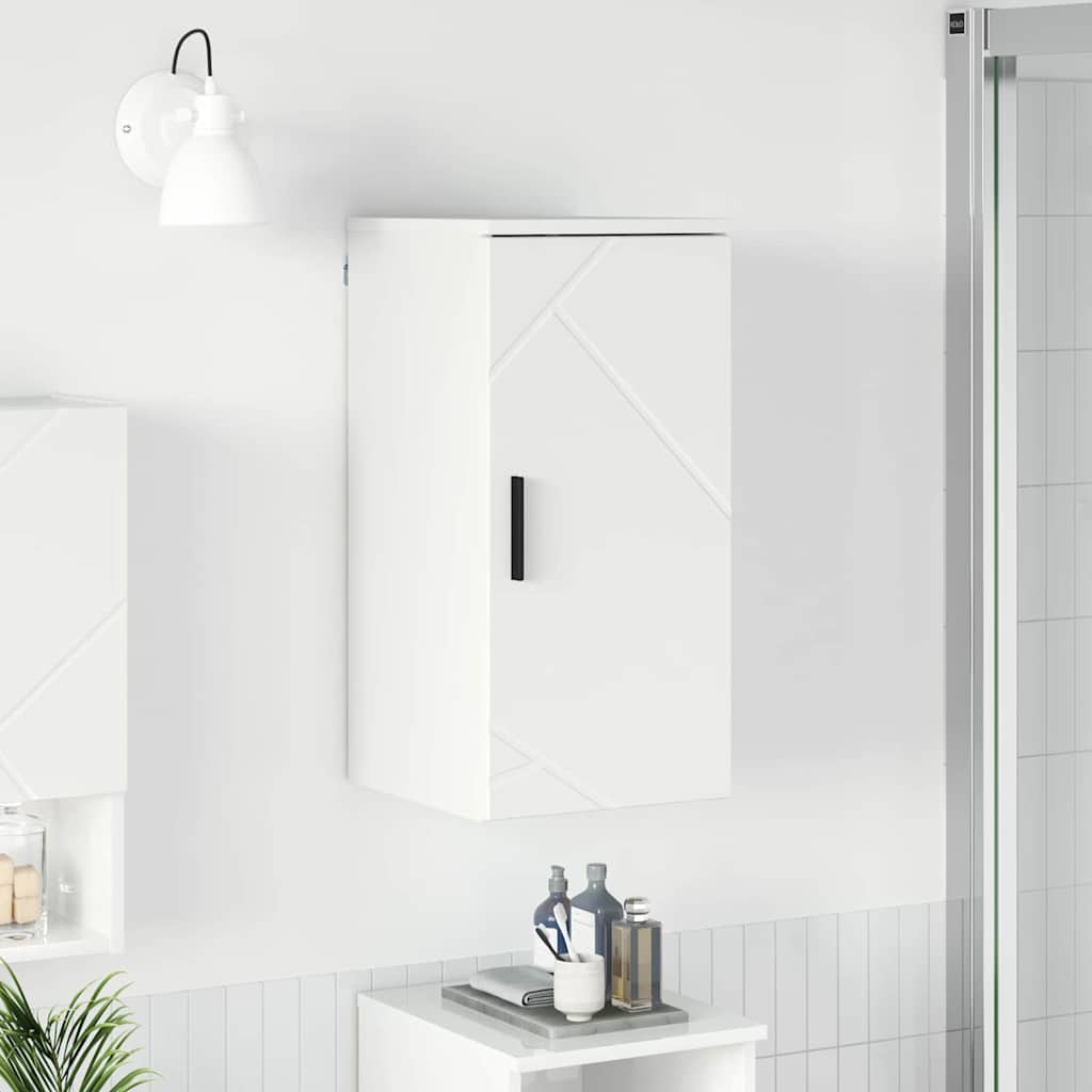 Badezimmerschrank Wandmontiert Hochglanz Weiß 30 x 31,5 x 61 cm