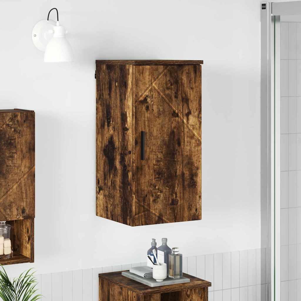 Badezimmerschrank mit Tür Geräucherte Eiche 30 x 31,5 x 61 cm