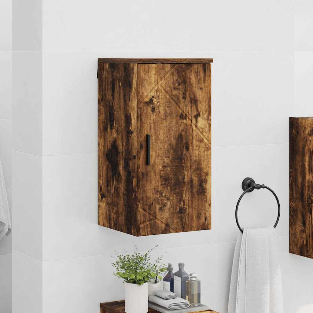 Badezimmerschrank mit Tür Geräucherte Eiche 30 x 31,5 x 61 cm
