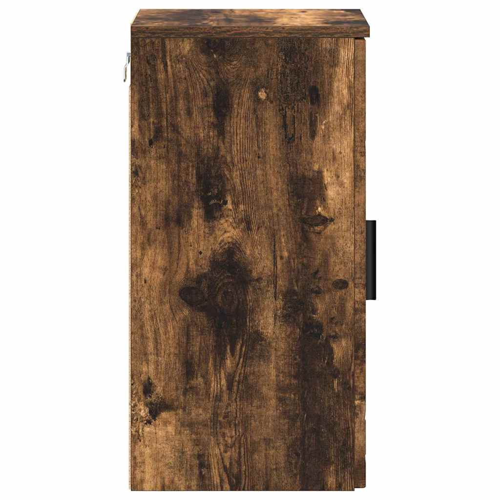 Badezimmerschrank mit Tür Geräucherte Eiche 30 x 31,5 x 61 cm