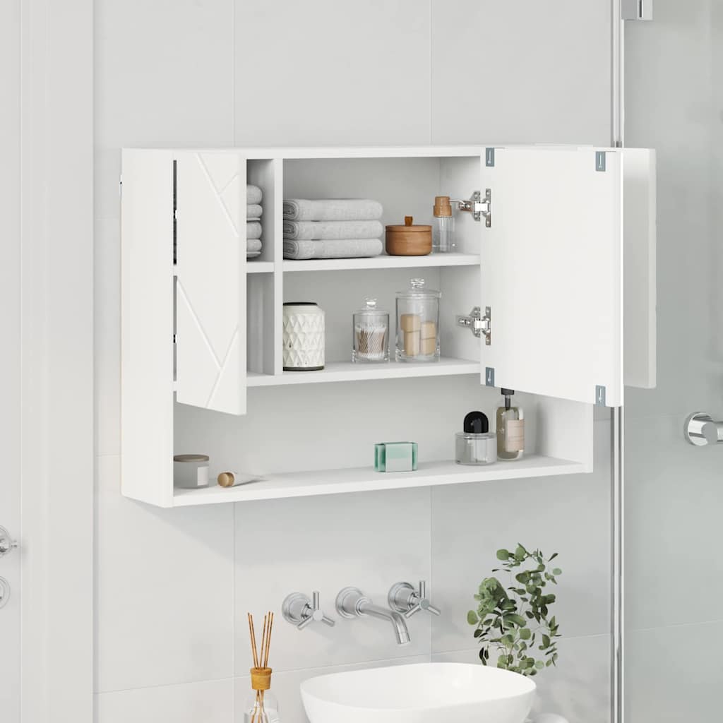 Spiegelschrank Wandmontiert Weiß 80 x 17 x 55 cm Holzwerkstoff