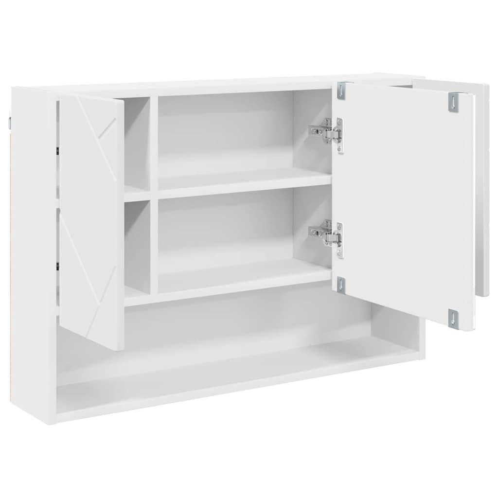 Spiegelschrank Wandmontiert Weiß 80 x 17 x 55 cm Holzwerkstoff