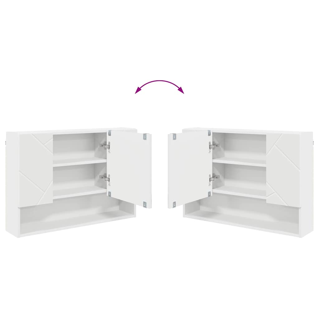 Spiegelschrank Wandmontiert Weiß 80 x 17 x 55 cm Holzwerkstoff