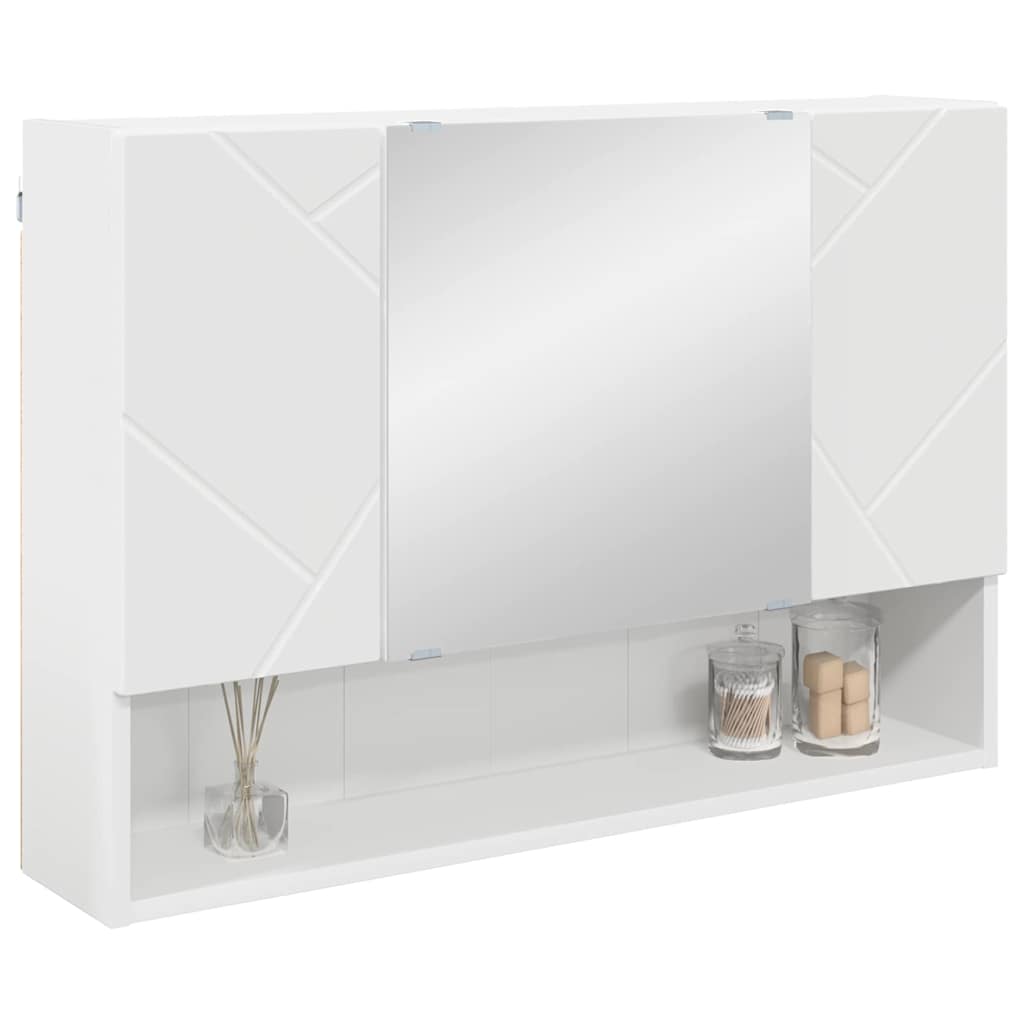 Spiegelschrank Wandmontiert Weiß 80 x 17 x 55 cm Holzwerkstoff