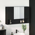 Spiegelschrank mit Tür Schwarz 80 x 17 x 55 cm Holzwerkstoff