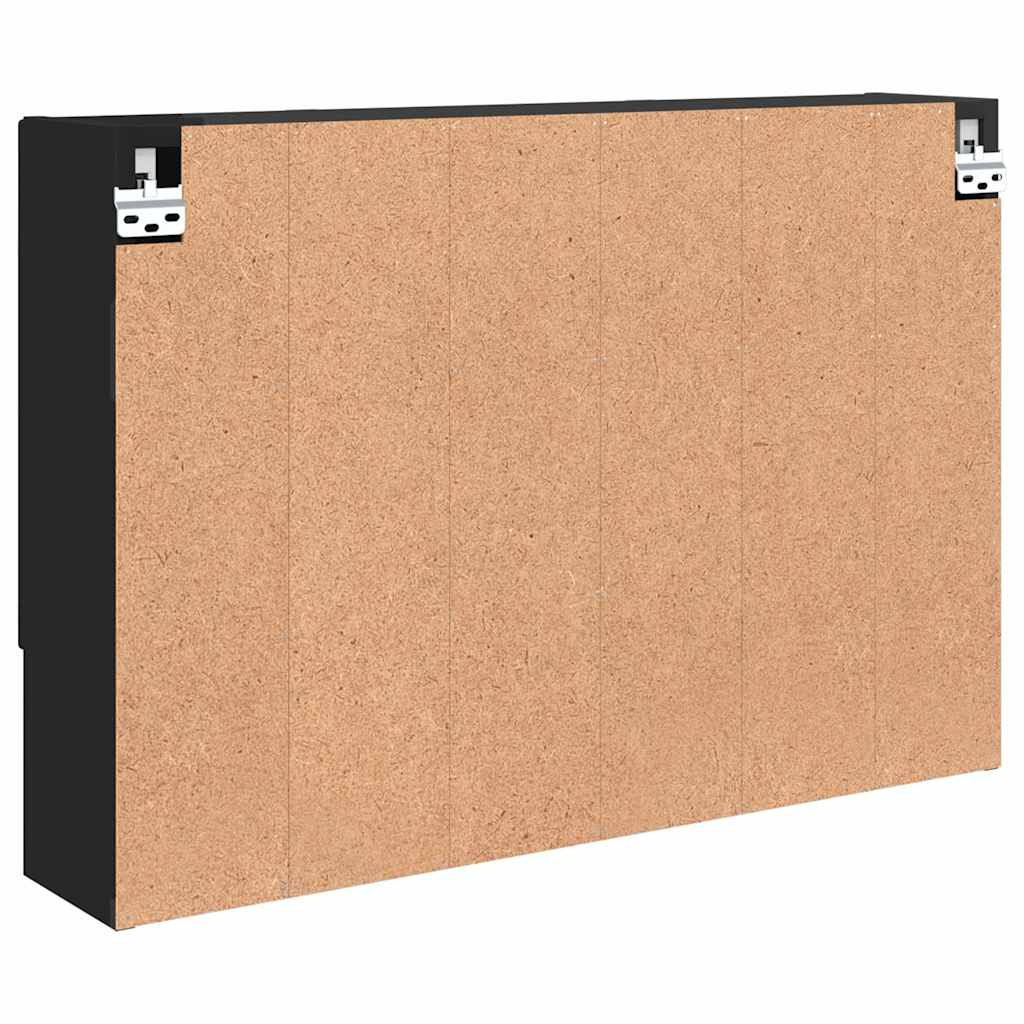 Spiegelschrank mit Tür Schwarz 80 x 17 x 55 cm Holzwerkstoff