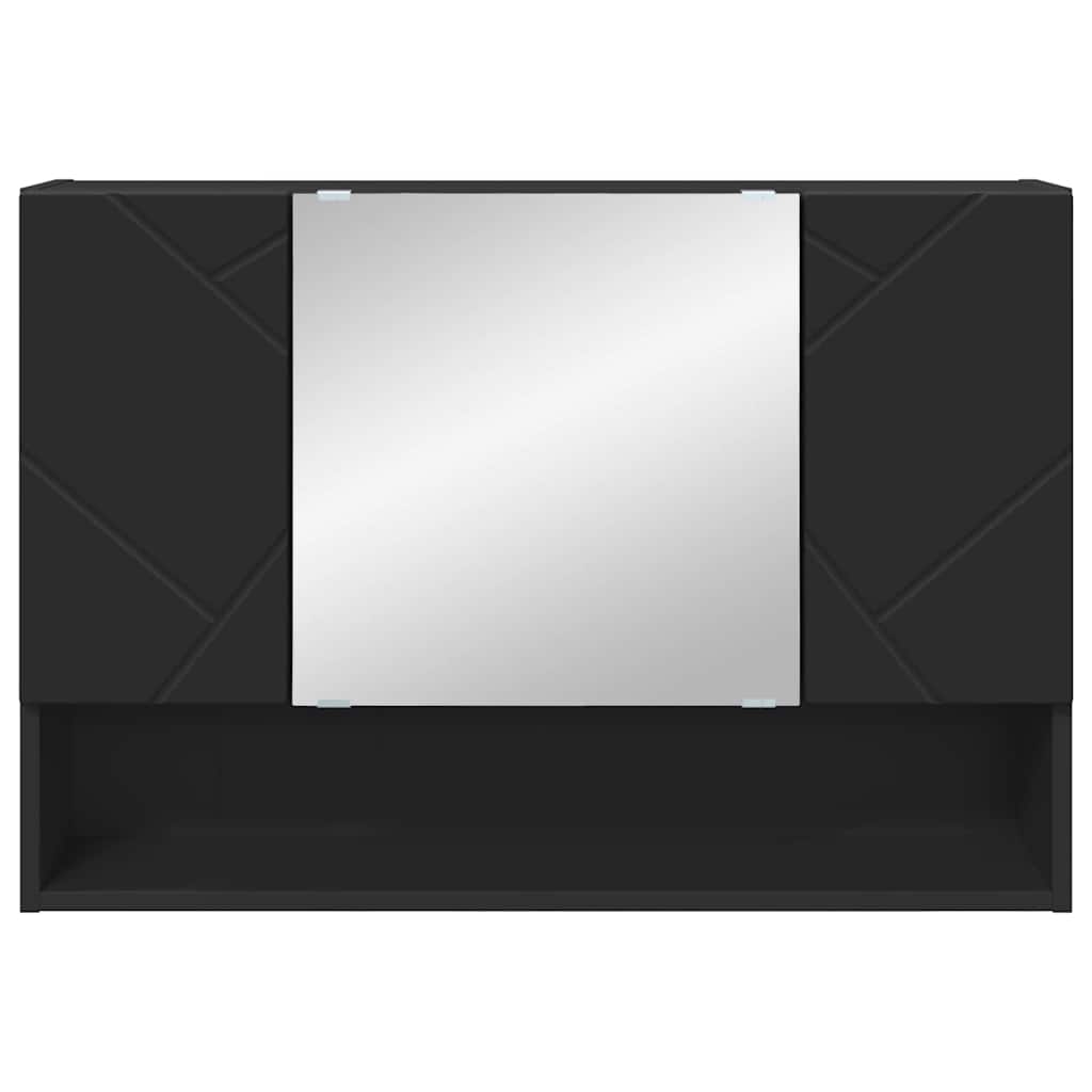 Spiegelschrank mit Tür Schwarz 80 x 17 x 55 cm Holzwerkstoff