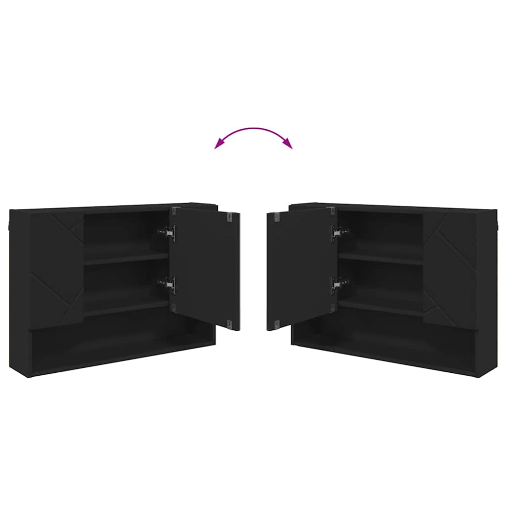 Spiegelschrank mit Tür Schwarz 80 x 17 x 55 cm Holzwerkstoff