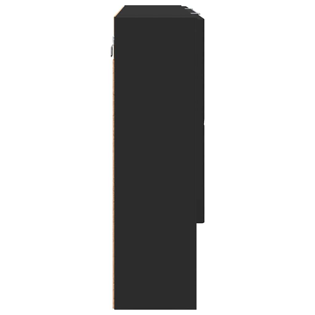 Spiegelschrank mit Tür Schwarz 80 x 17 x 55 cm Holzwerkstoff