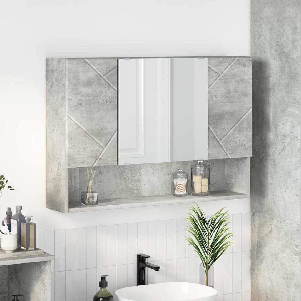 Spiegelschrank mit Tür Beton Grau 80 x 17 x 55 cm Holzwerkstoff