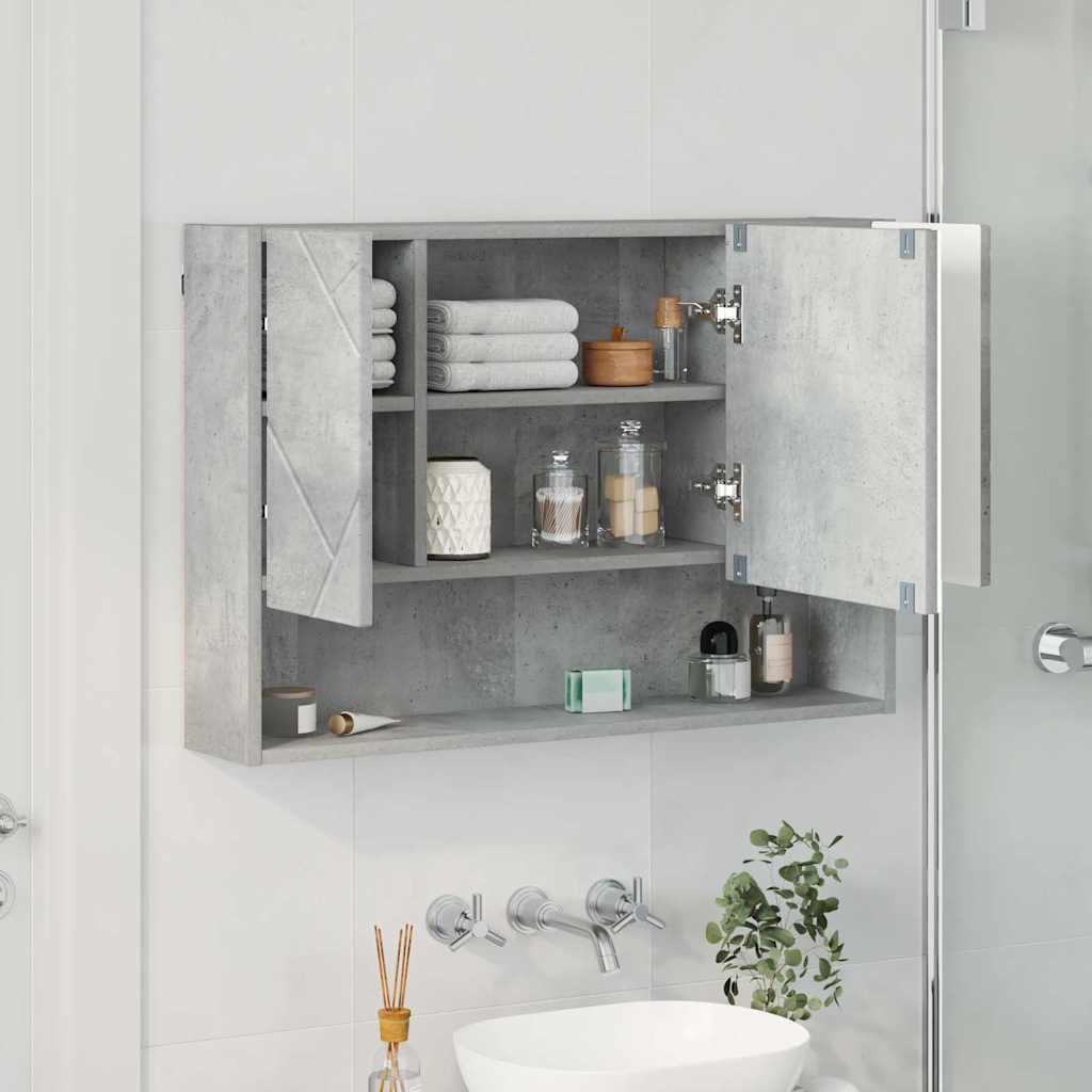 Spiegelschrank mit Tür Beton Grau 80 x 17 x 55 cm Holzwerkstoff