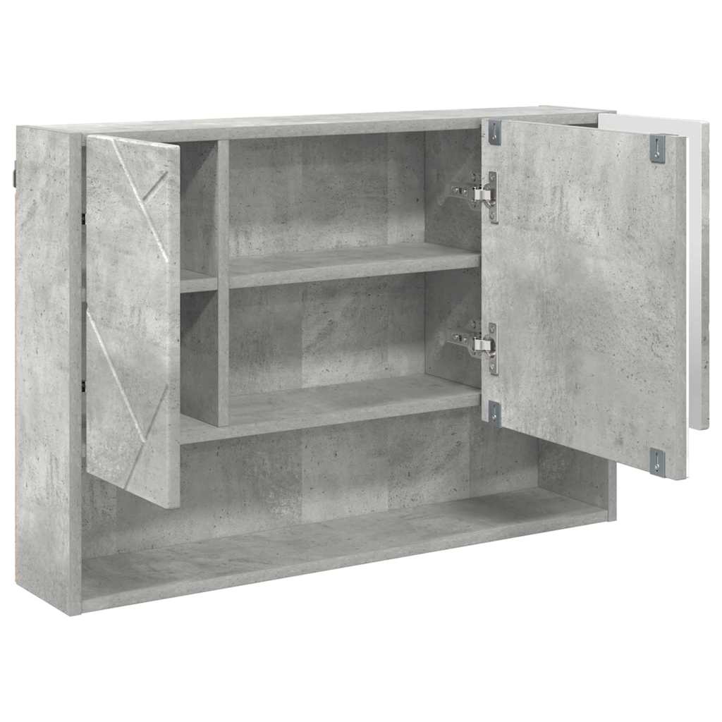 Spiegelschrank mit Tür Beton Grau 80 x 17 x 55 cm Holzwerkstoff
