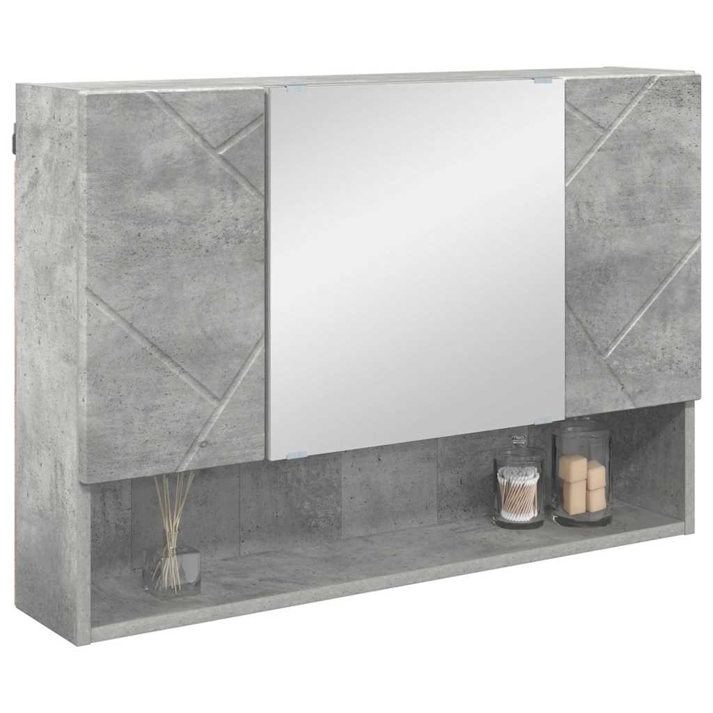 Spiegelschrank mit Tür Beton Grau 80 x 17 x 55 cm Holzwerkstoff
