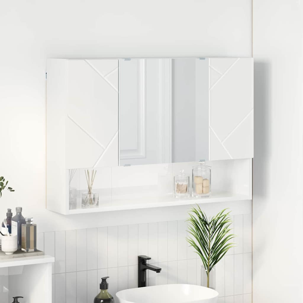 Spiegelschrank Hochglanz Weiß 80 x 17 x 55 cm Holzwerkstoff