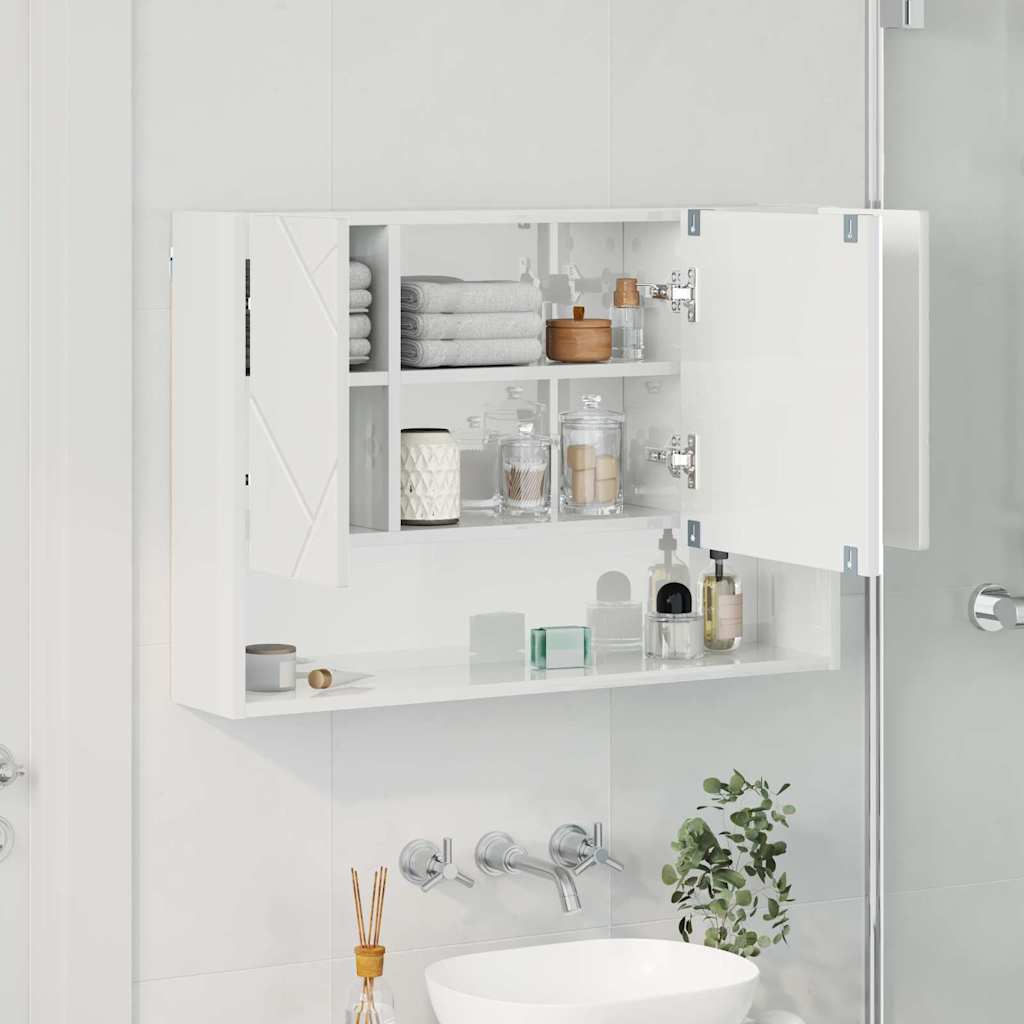 Spiegelschrank Hochglanz Weiß 80 x 17 x 55 cm Holzwerkstoff