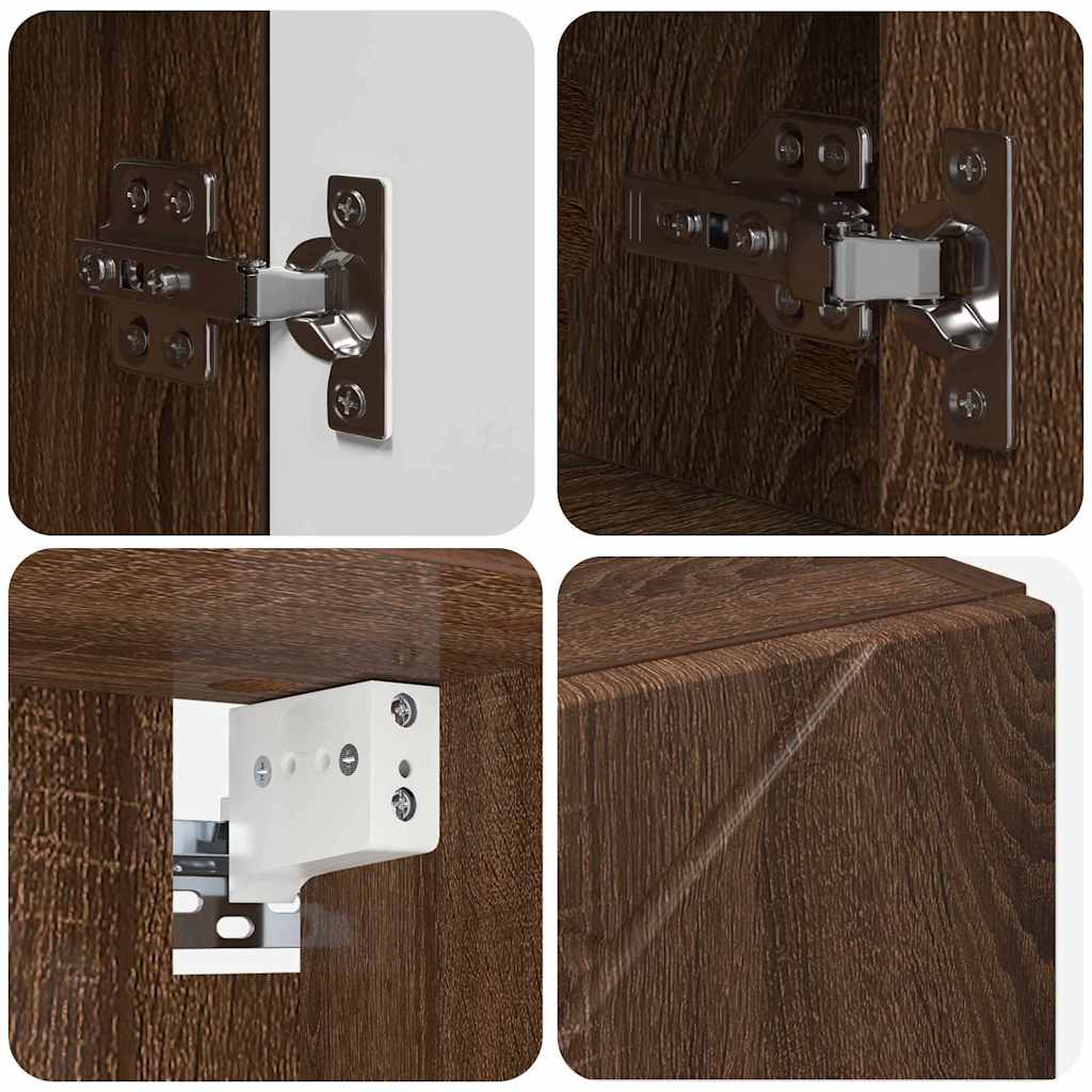 Spiegelschrank Braun Eichen-Optik 80 x 17 x 55 cm Holzwerkstoff