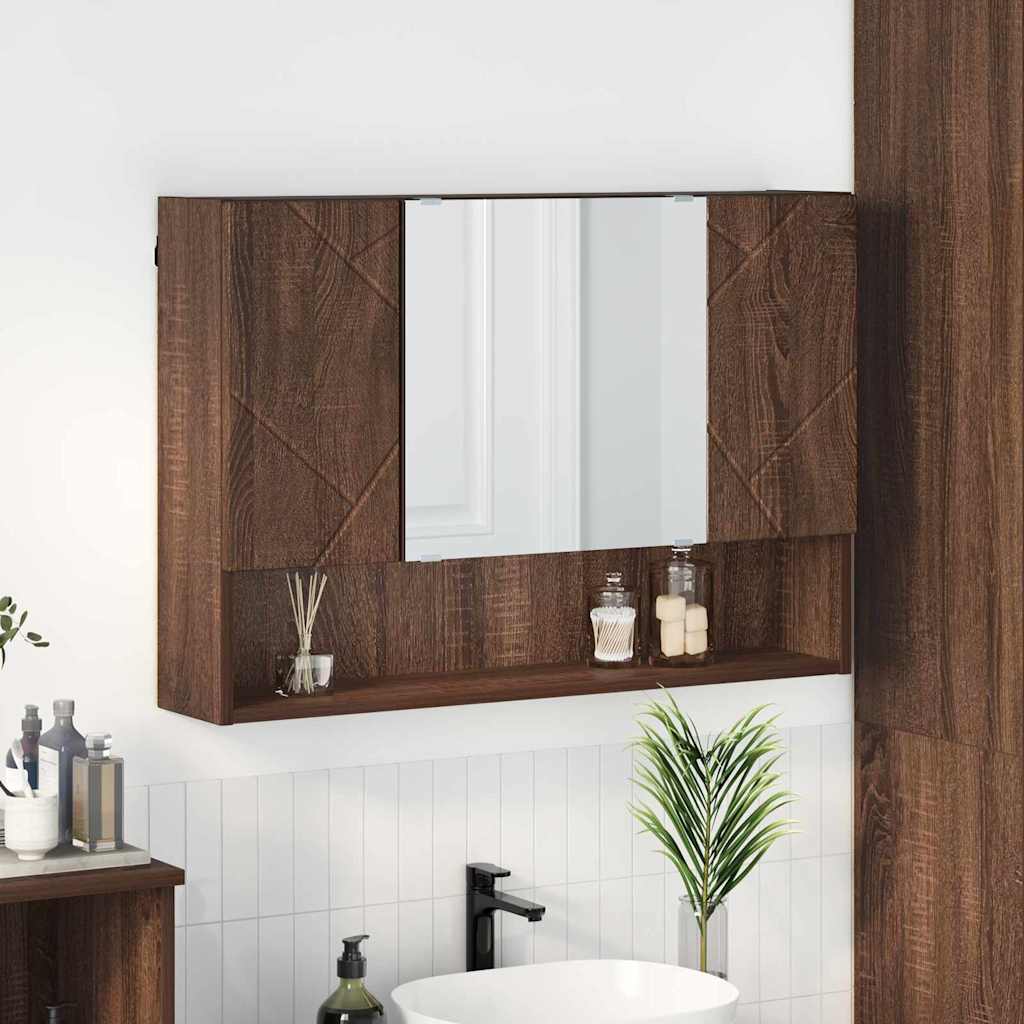 Spiegelschrank Braun Eichen-Optik 80 x 17 x 55 cm Holzwerkstoff