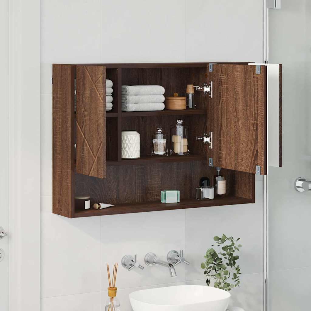 Spiegelschrank Braun Eichen-Optik 80 x 17 x 55 cm Holzwerkstoff