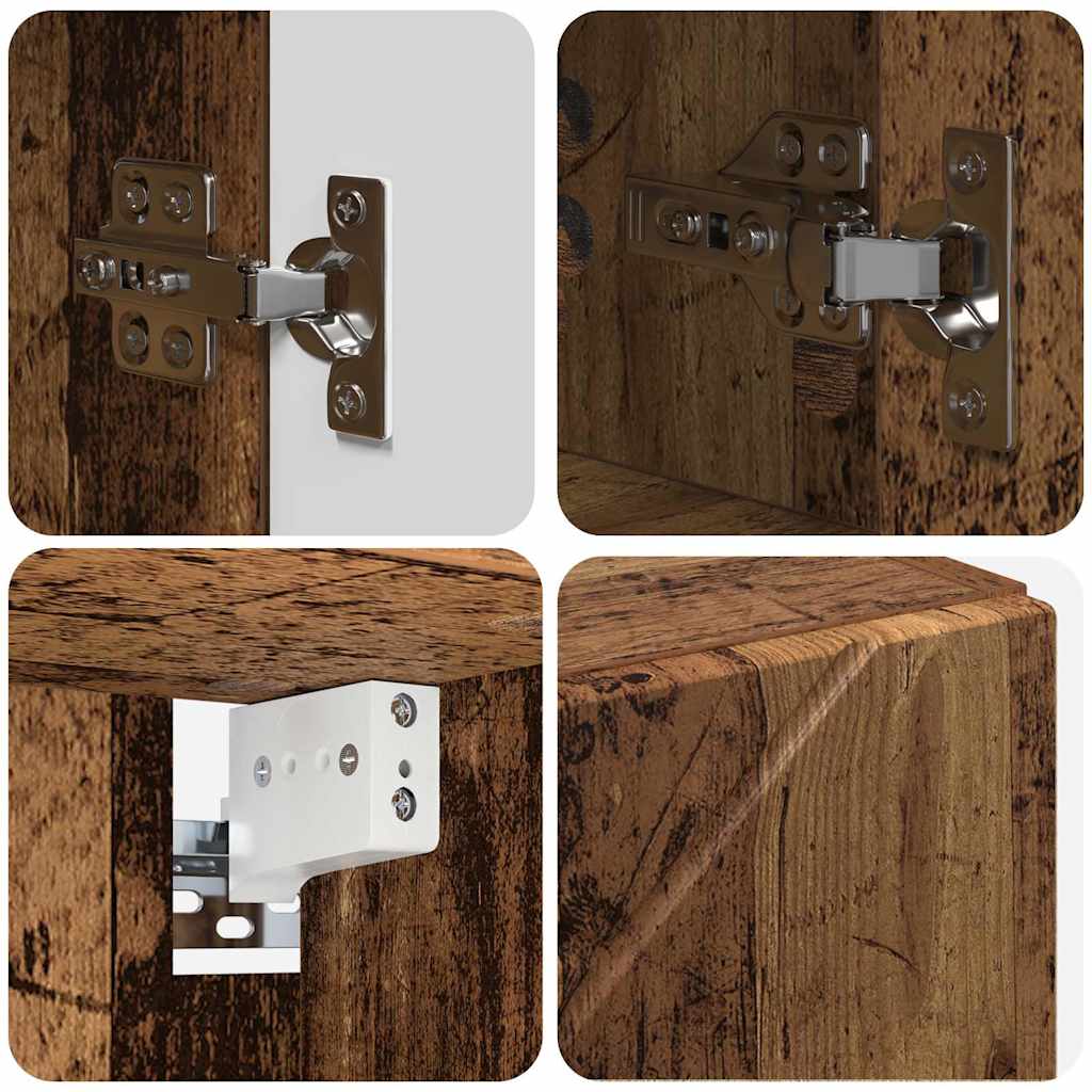Spiegelschrank mit Tür Altholz 80 x 17 x 55 cm Holzwerkstoff
