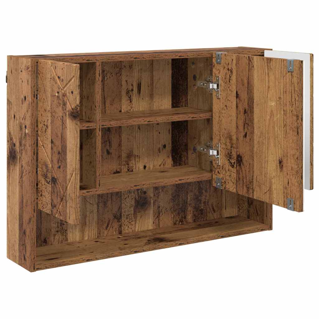 Spiegelschrank mit Tür Altholz 80 x 17 x 55 cm Holzwerkstoff