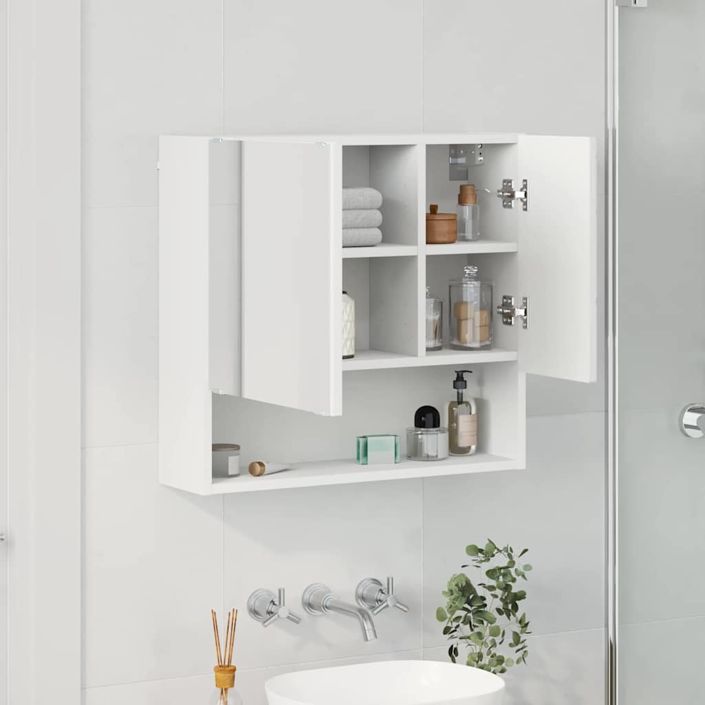 Spiegelschrank Wandmontiert Weiß 59 x 17 x 55 cm Holzwerkstoff
