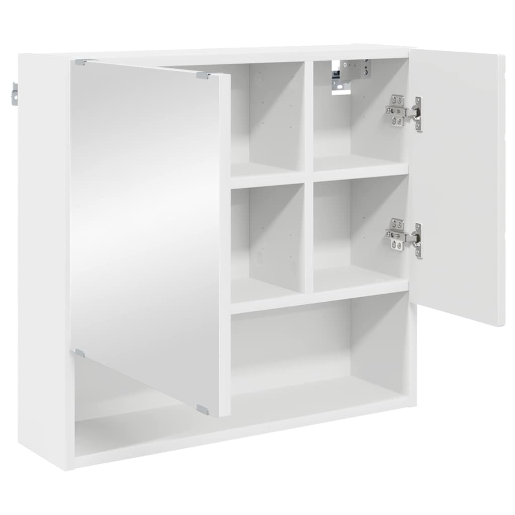 Spiegelschrank Wandmontiert Weiß 59 x 17 x 55 cm Holzwerkstoff