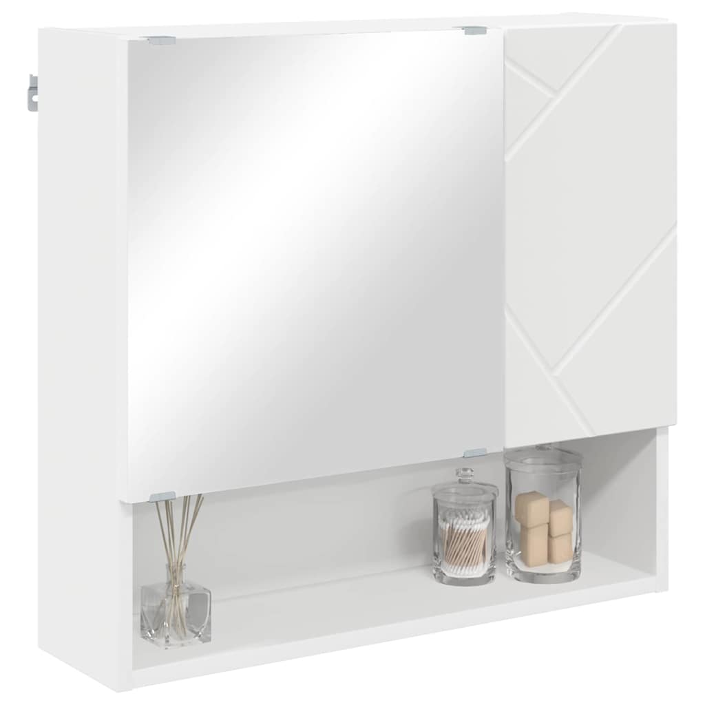 Spiegelschrank Wandmontiert Weiß 59 x 17 x 55 cm Holzwerkstoff