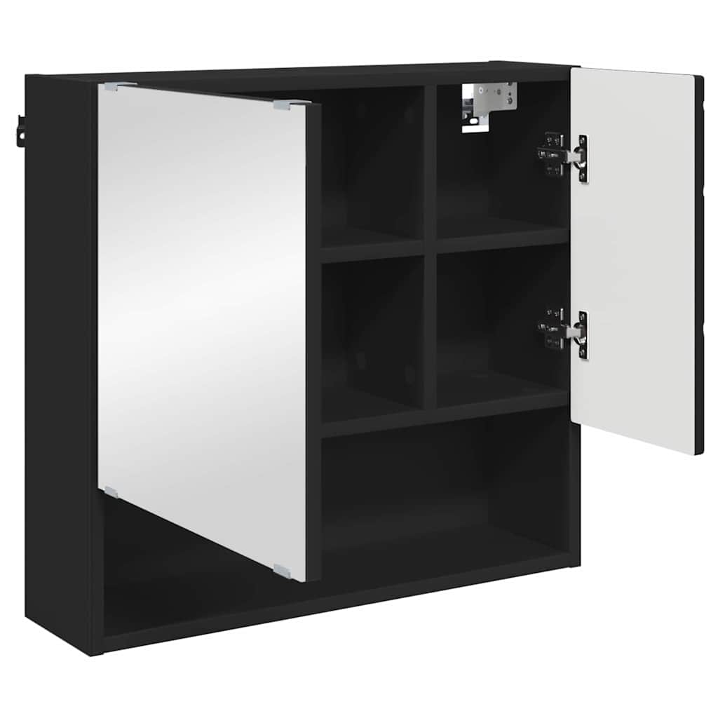 Spiegelschrank mit Tür Schwarz 59 x 17 x 55 cm Holzwerkstoff