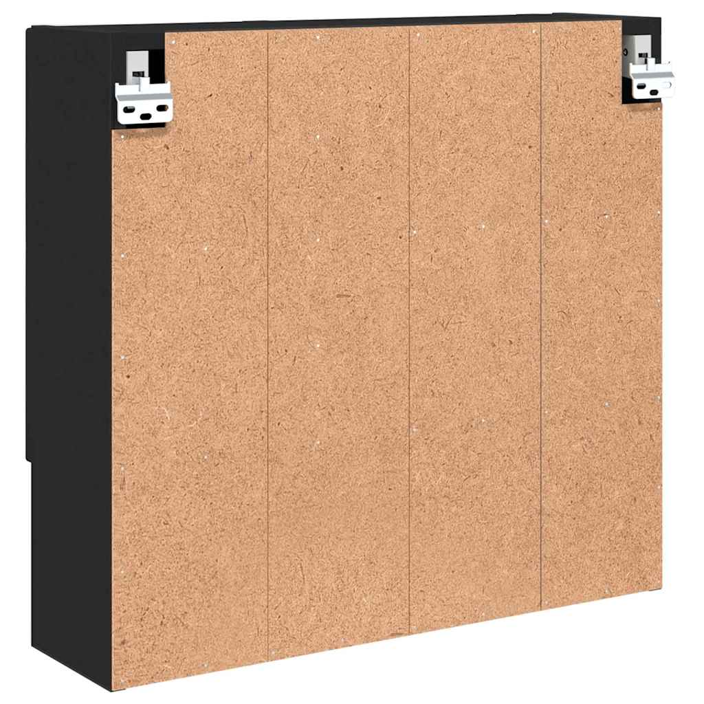Spiegelschrank mit Tür Schwarz 59 x 17 x 55 cm Holzwerkstoff