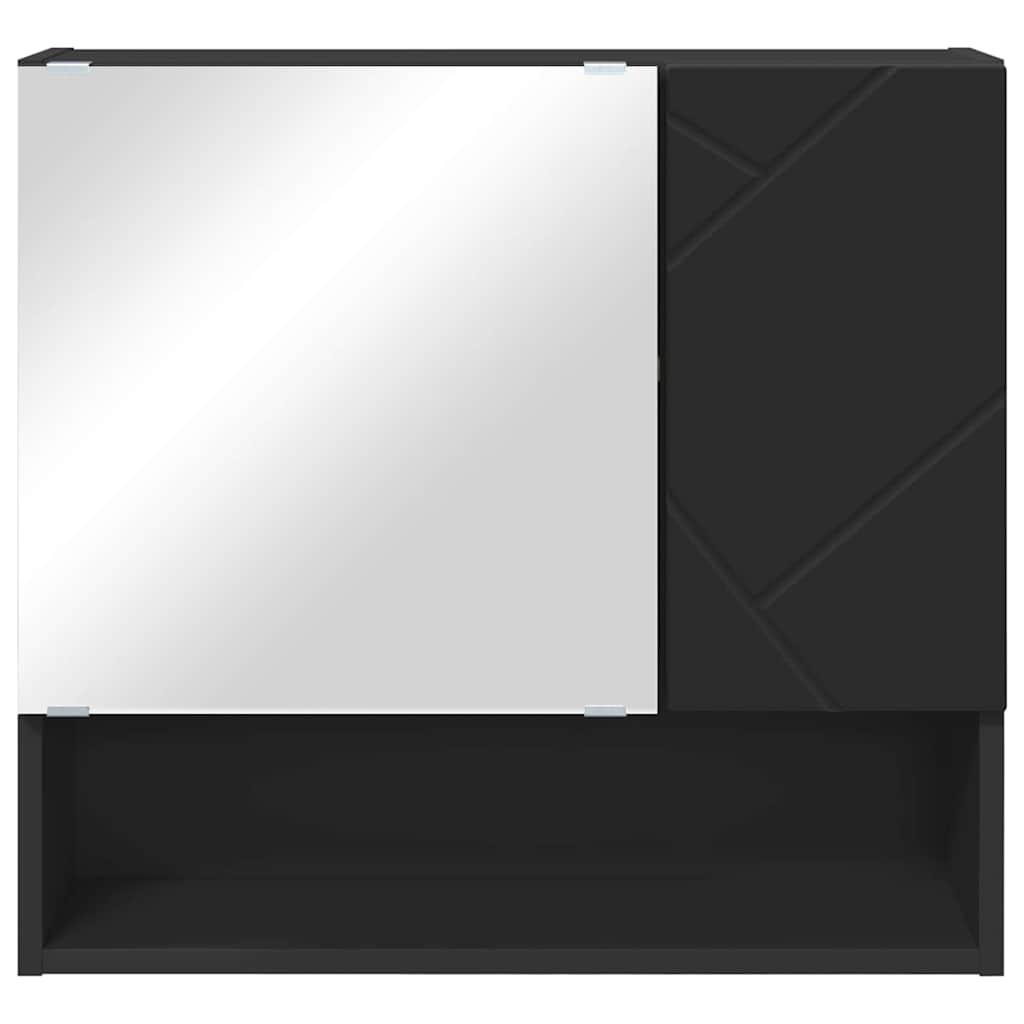Spiegelschrank mit Tür Schwarz 59 x 17 x 55 cm Holzwerkstoff