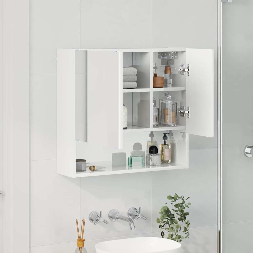 Spiegelschrank Hochglanz Weiß 59 x 17 x 55 cm Holzwerkstoff