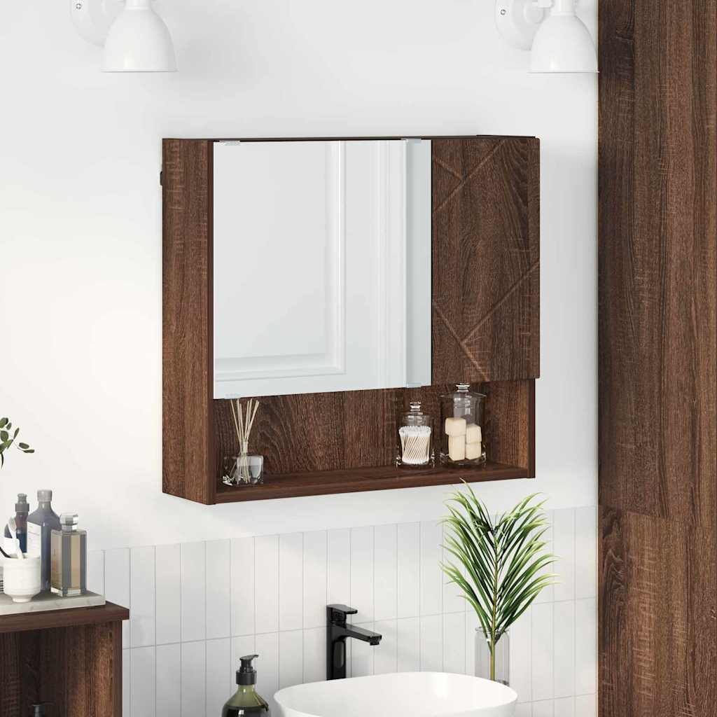 Spiegelschrank Braun Eichen-Optik 59 x 17 x 55 cm Holzwerkstoff