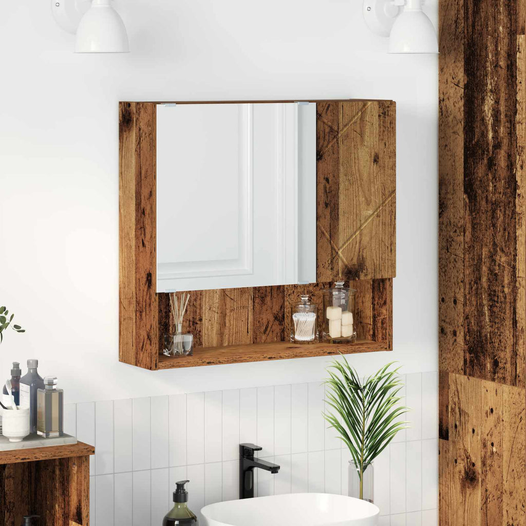 Spiegelschrank mit Tür Altholz 59 x 17 x 55 cm Holzwerkstoff