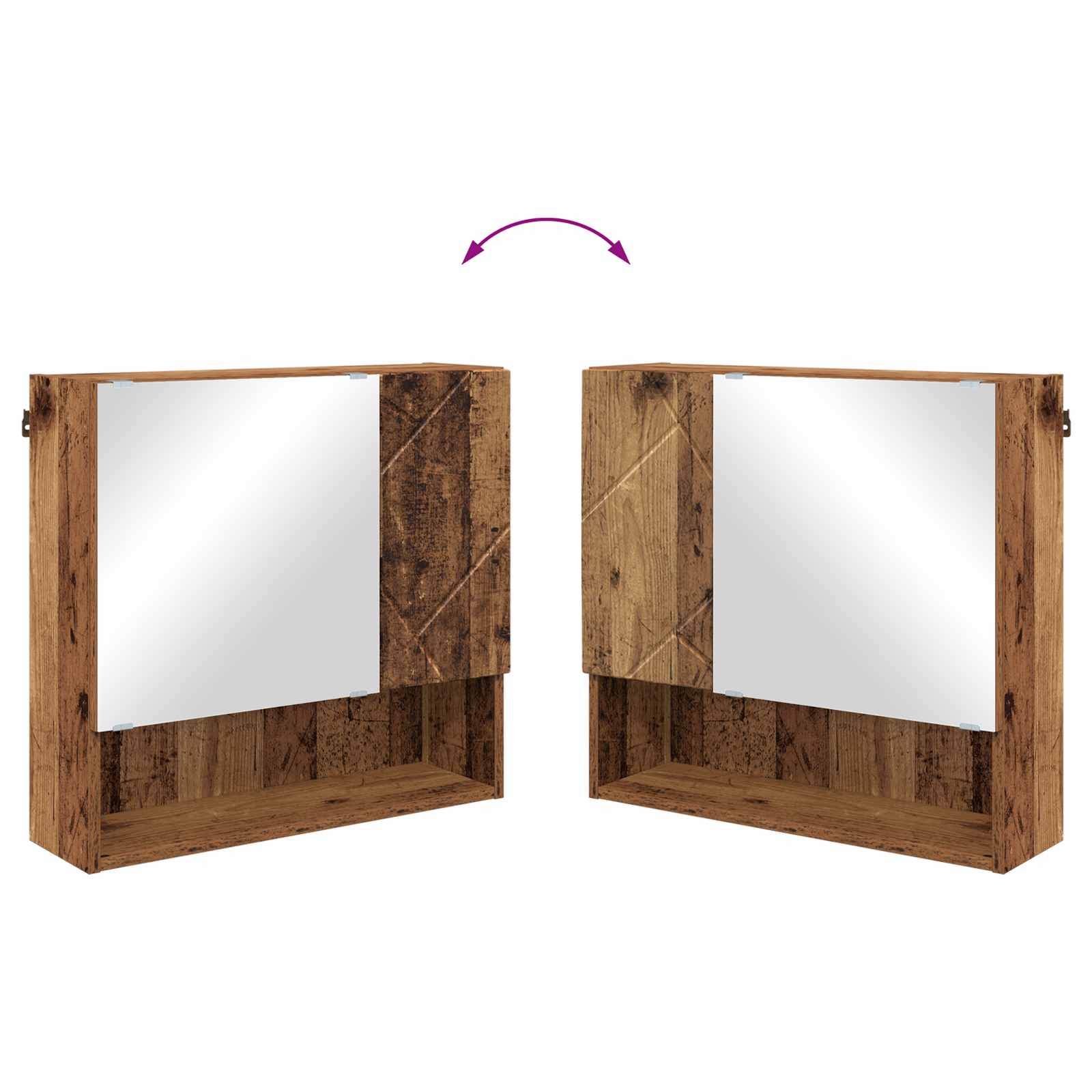 Spiegelschrank mit Tür Altholz 59 x 17 x 55 cm Holzwerkstoff