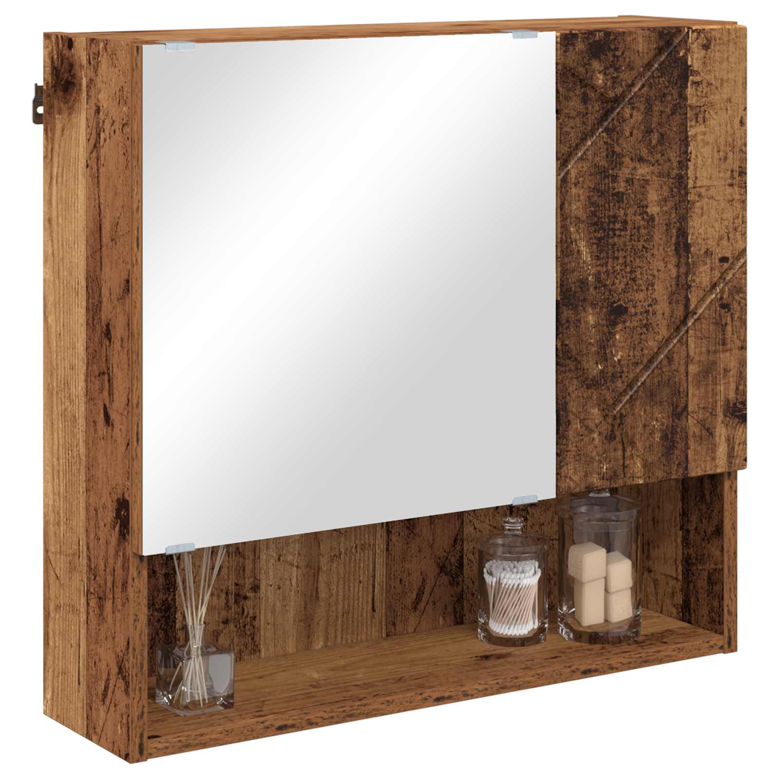 Spiegelschrank mit Tür Altholz 59 x 17 x 55 cm Holzwerkstoff