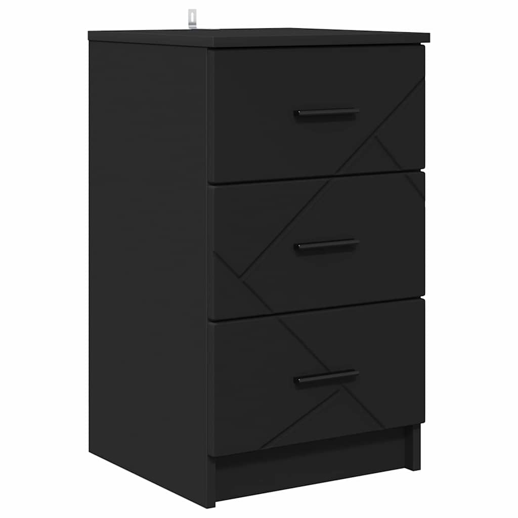 Nachttisch mit Schubladen Schwarz 38 x 38 x 66 cm Holzwerkstoff