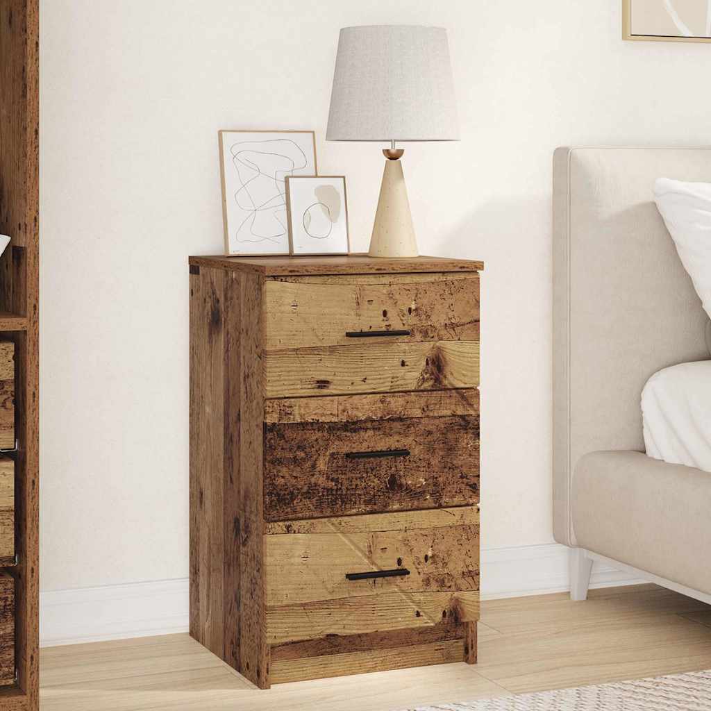 Nachttisch mit Schubladen Altholz 38 x 38 x 66 cm Holzwerkstoff