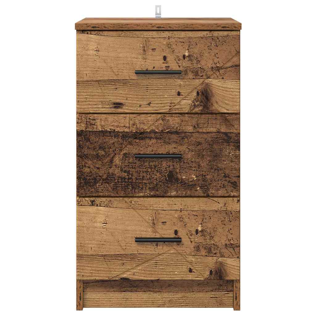 Nachttisch mit Schubladen Altholz 38 x 38 x 66 cm Holzwerkstoff